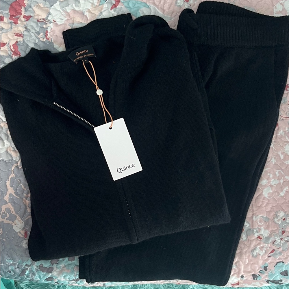 Quince Black Cashmere Zip Hoodie